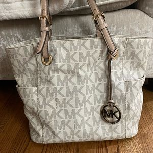 Michael Kors White Leather Tote Bag